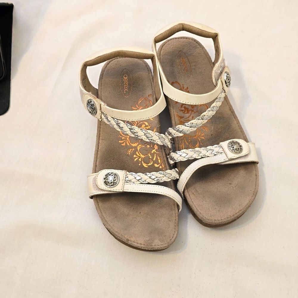 - Aetrex sandals white comfort shoes orthopedic shoes size 11‎ leather